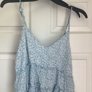 Floral Blue Spaghetti Strap Blouse